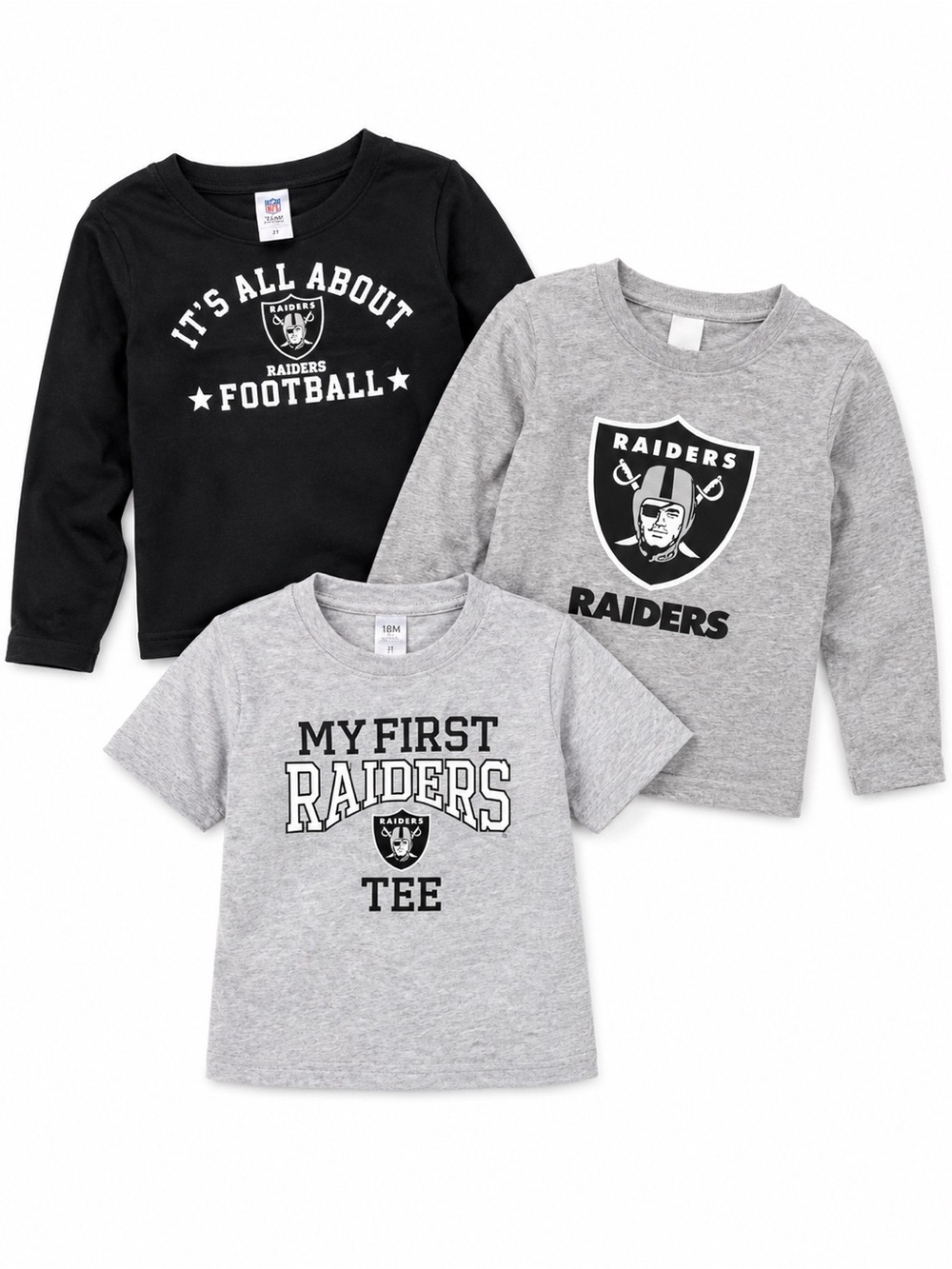 Las Vegas Raiders NFL Toddler Shirts Bundle 18M–2T | 3-Piece Game Day Lot